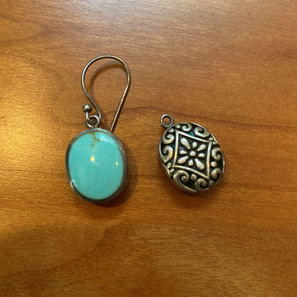 Turquoise and silver earrings